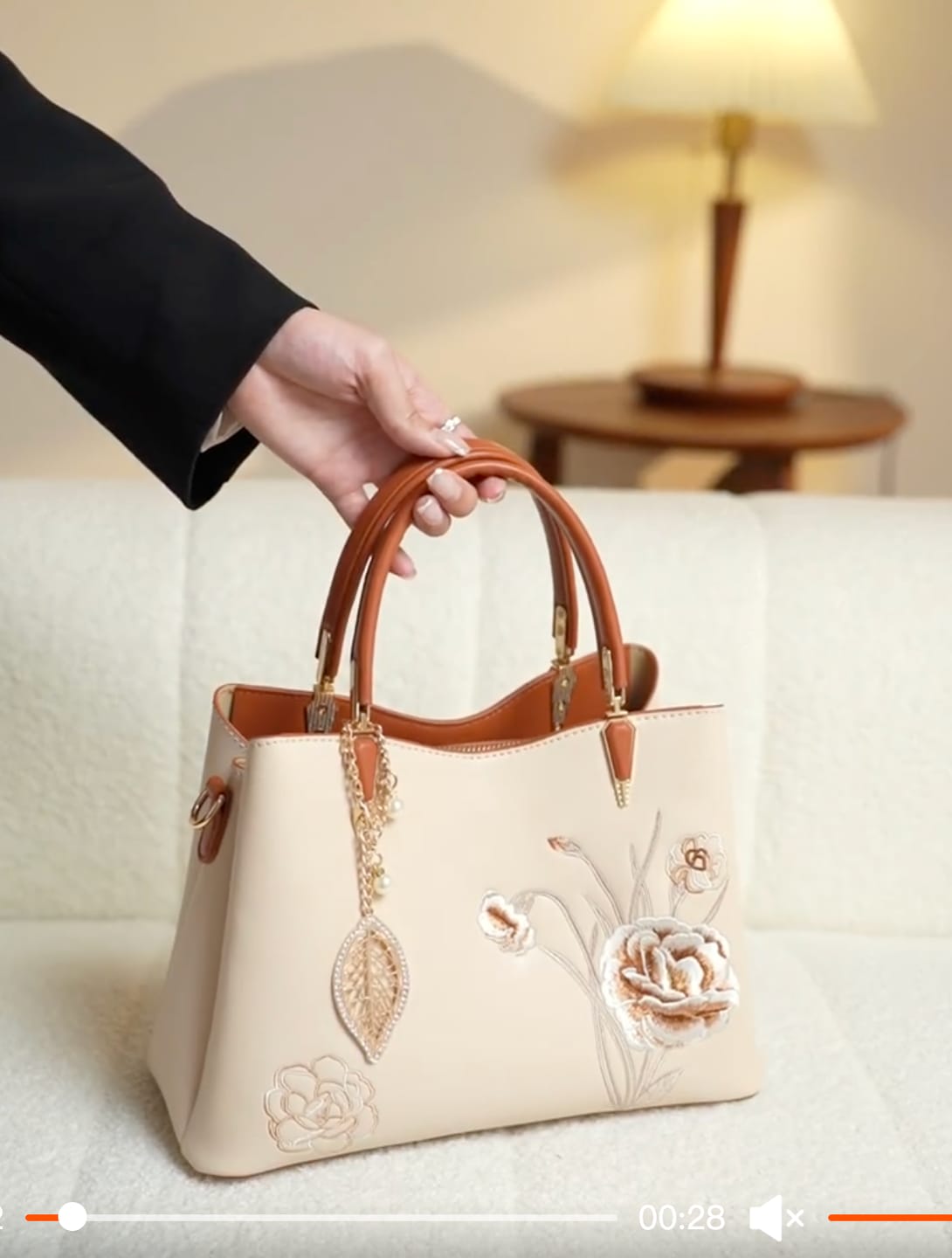 Customer photo review of Tang Red 28 Embroidered Peony Tote IV