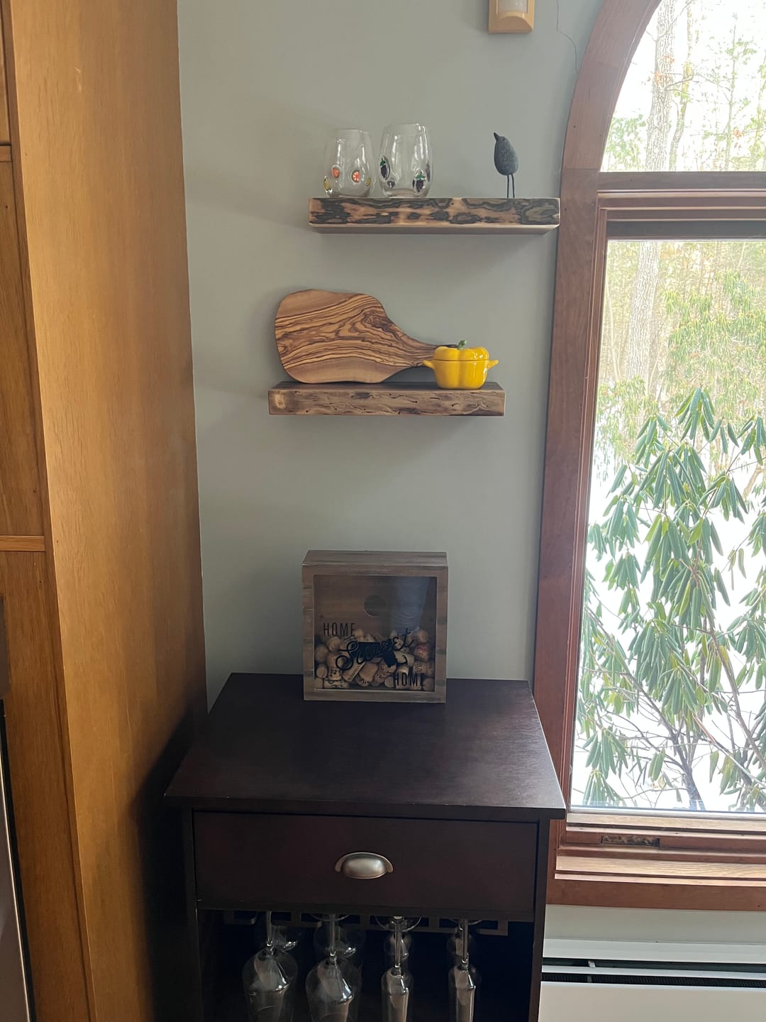Customer photo review of Live Edge Walnut Floating Shelves