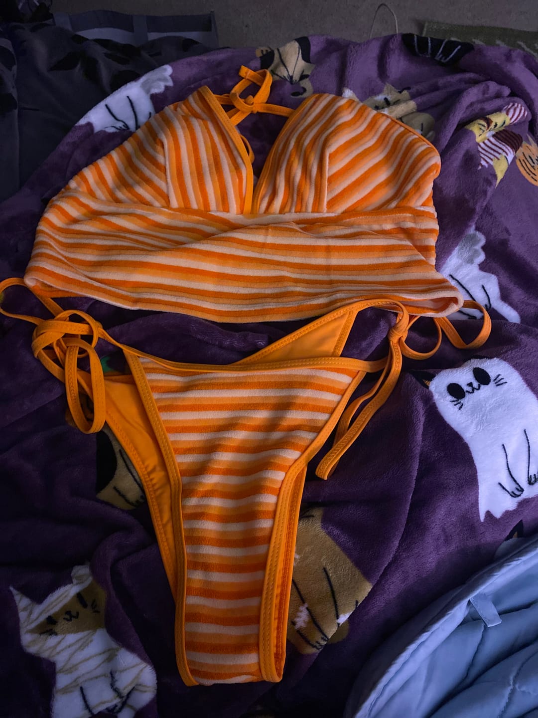 Customer photo review of Seamolly Striped Halter Tie Side Tankini Set