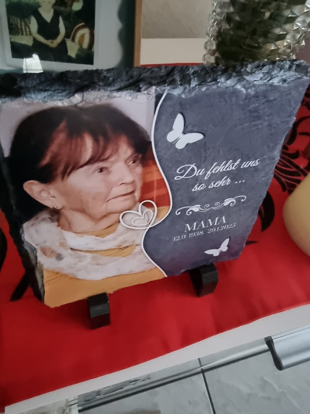 Customer photo review of Du fehlst uns so sehr ... - Individuelle Schieferplatte