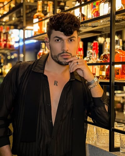 Customer photo review of INCERUN Mens Casual Tie See-through Pleated Shirts SKUI12973