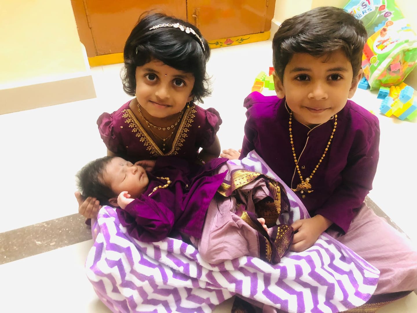 Customer photo review of Lavendar and wine kurta dhoti ethnic dress for baby boy