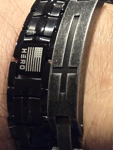 Customer photo review of Lord's Prayer Bracelet (Size M-L or L-XL): Helps Pair Veterans With A Service Dog Or Shelter Dog