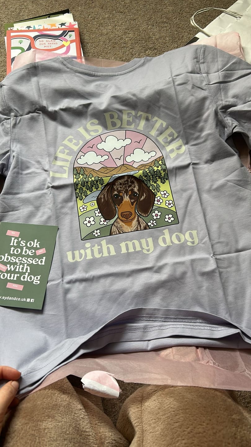 Customer photo review of Personalised Life Is Better With Your Dog T Shirt