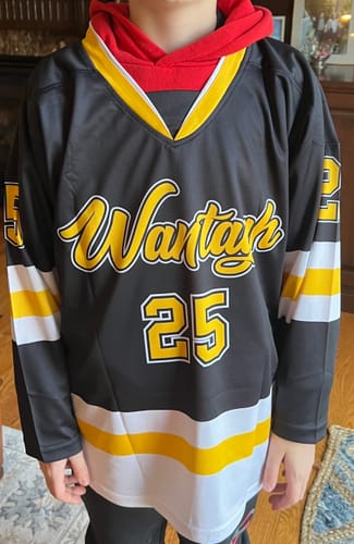 Customer photo review of Custom Black Gold Black-White Classic Style Hockey Jersey