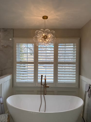 Customer photo review of 6-Light Dimmable Brass Cluster Clear Glass Bubble Sphere Chandelier