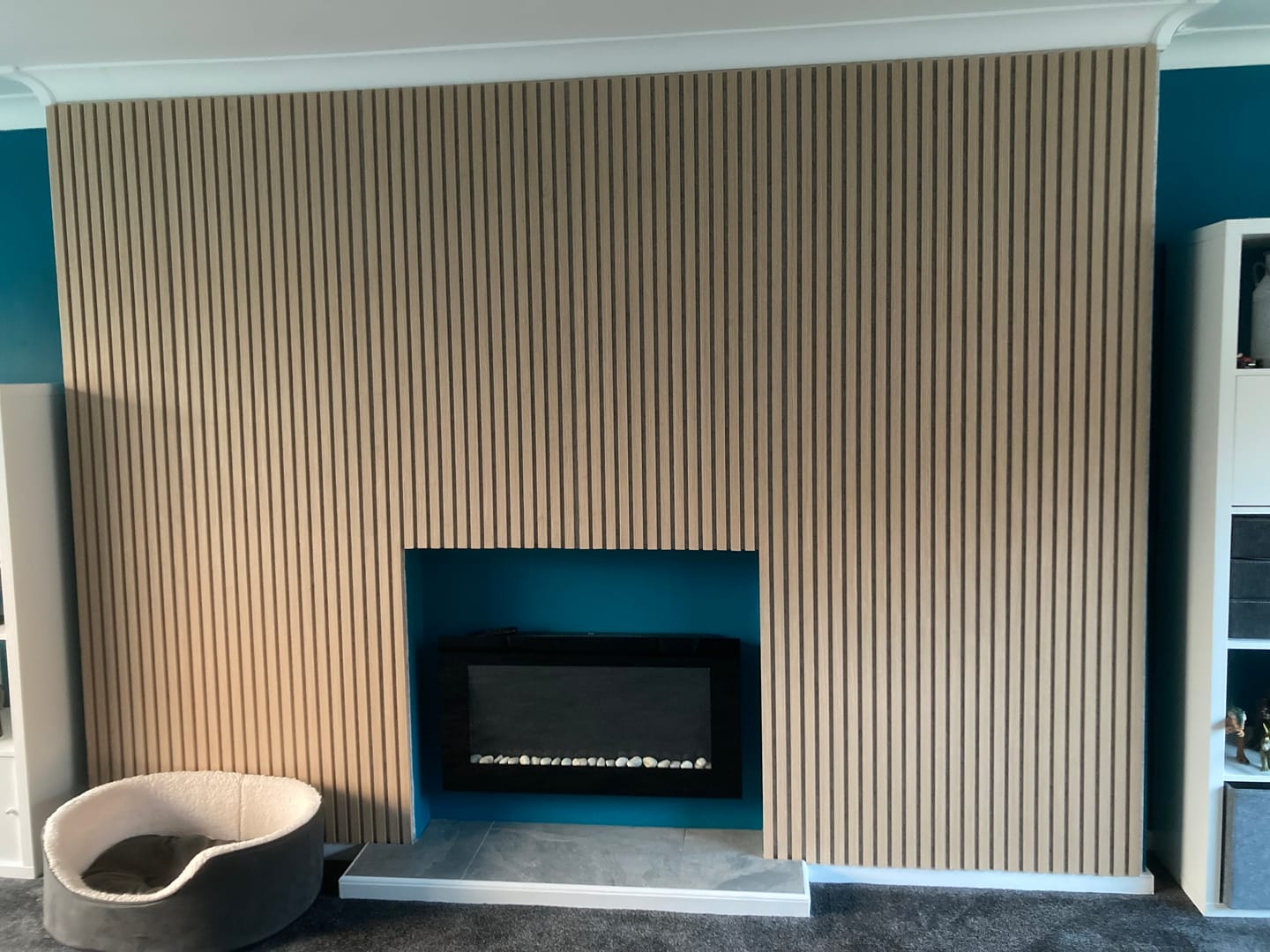 Customer photo review of Wooden Wall Panel | Natural Oak Grey Felt | Premium 3-sided Wood Veneer