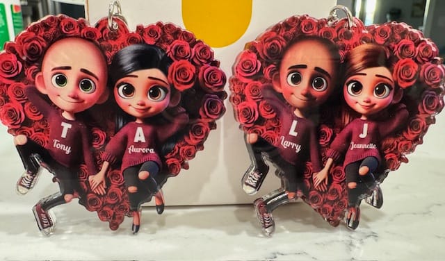 Customer photo review of Rose Heart Couple Personalized Acrylic Keychain, Valentine's Day Gift for her, Gift for him