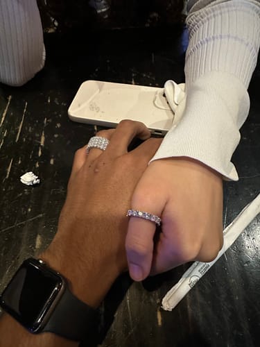 Customer photo review of 4mm VVS Certified Moissanite Eternity Ring