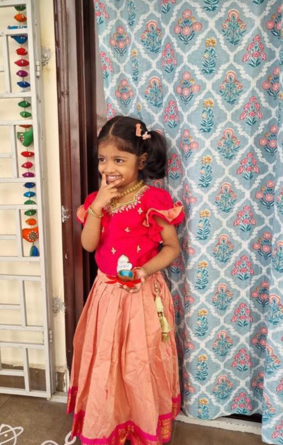 Customer photo review of Pink and blush langa blouse ethnic lehenga dress for baby girl