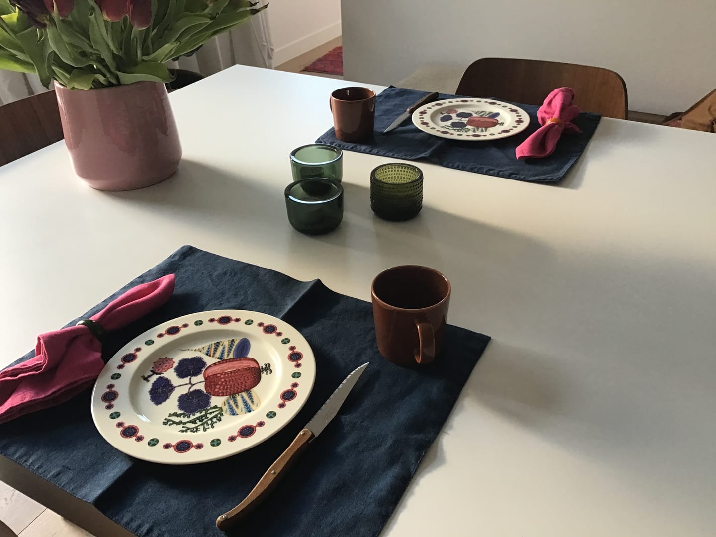 Customer photo review of Navy Linen Placemat