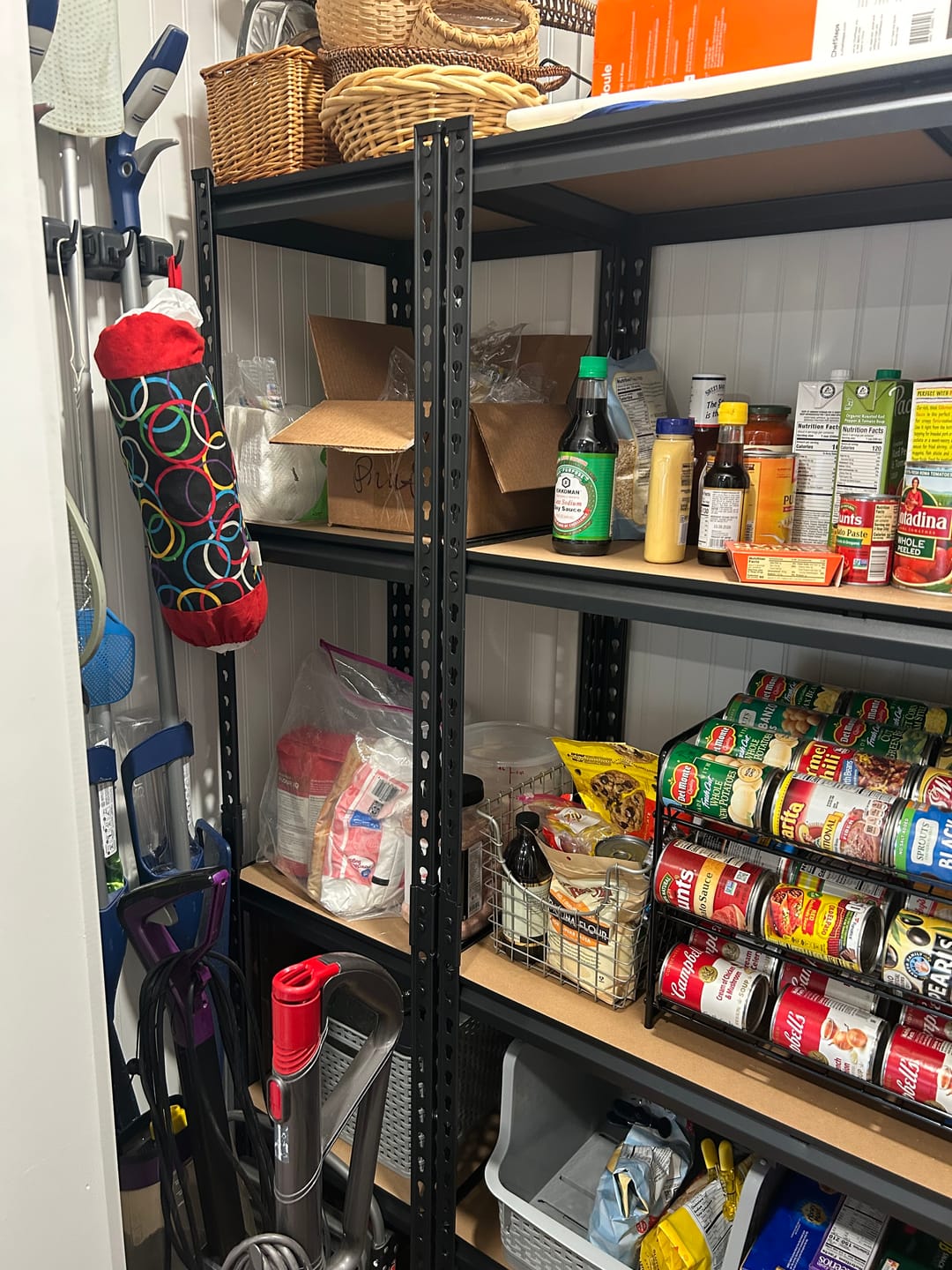 Customer photo review of REIBII 5-Tier 28" W Metal Shelving Unit, 2020 lbs Capacity Boltless Storage Rack for Garage, Pantry, Kitchen, Basement – Adjustable Shelf, Small Space Solution with Wall Anchors