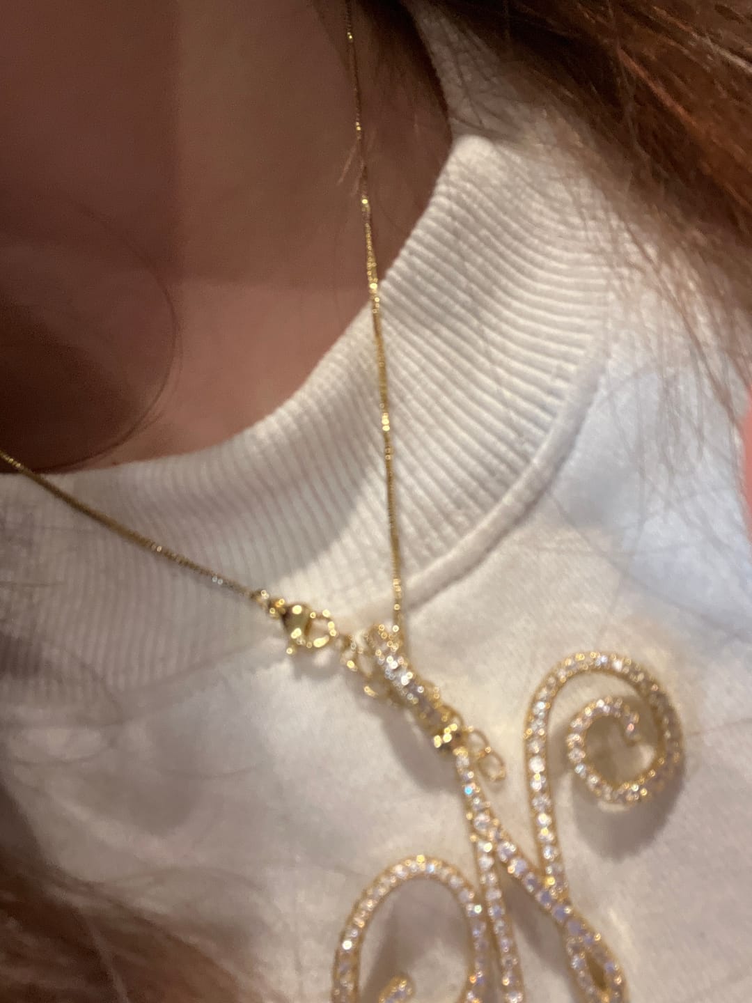 Customer photo review of Custom Script initial necklace