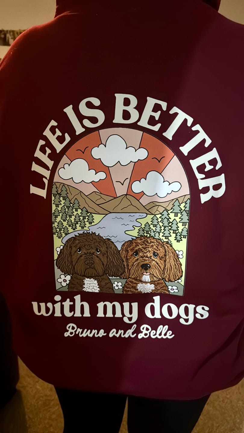 Customer photo review of Personalised Life is Better with your dog Hoody
