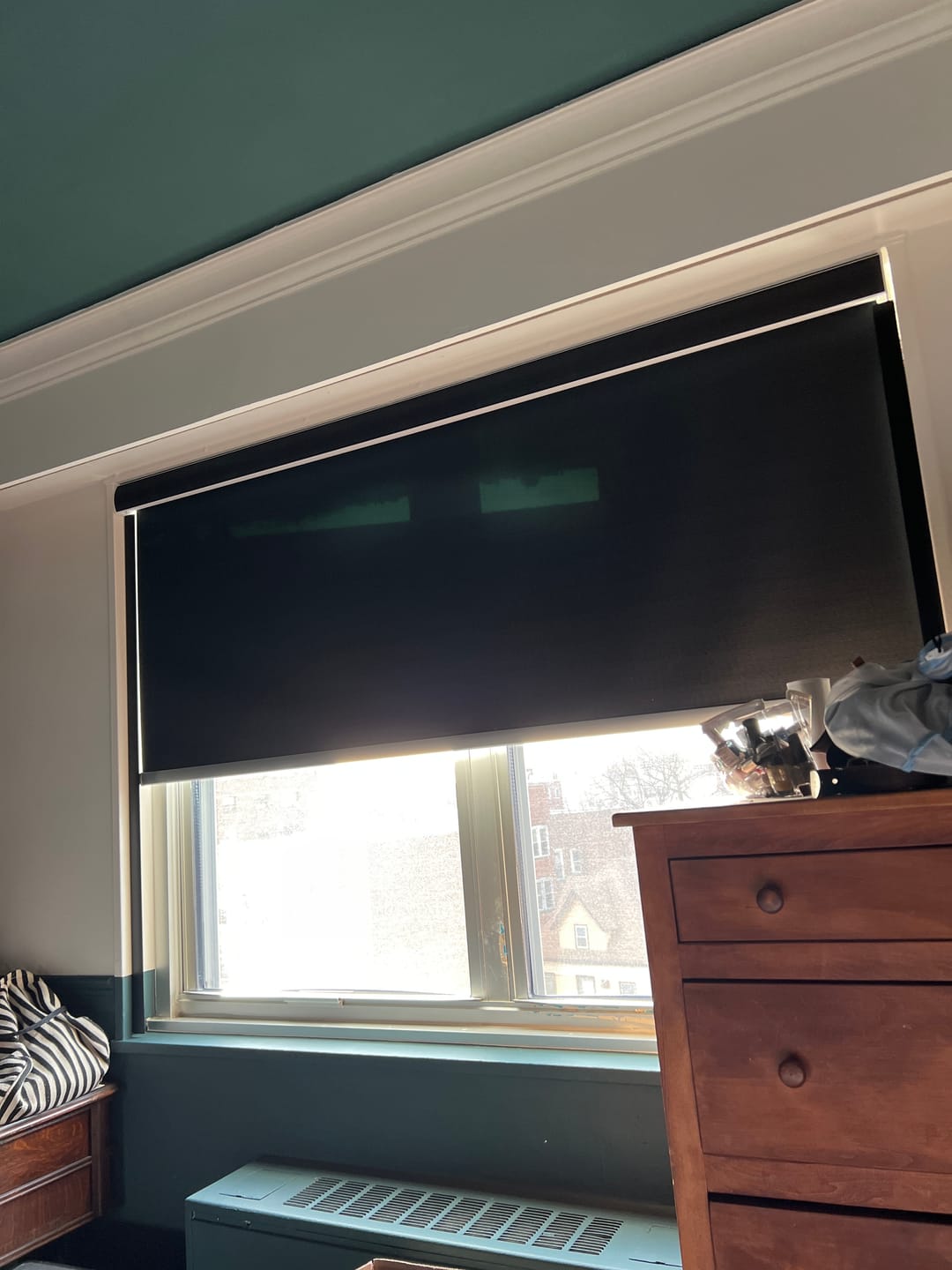 Customer photo review of SmartWings Motorized Roller Shades 100% Blackout Eclipse