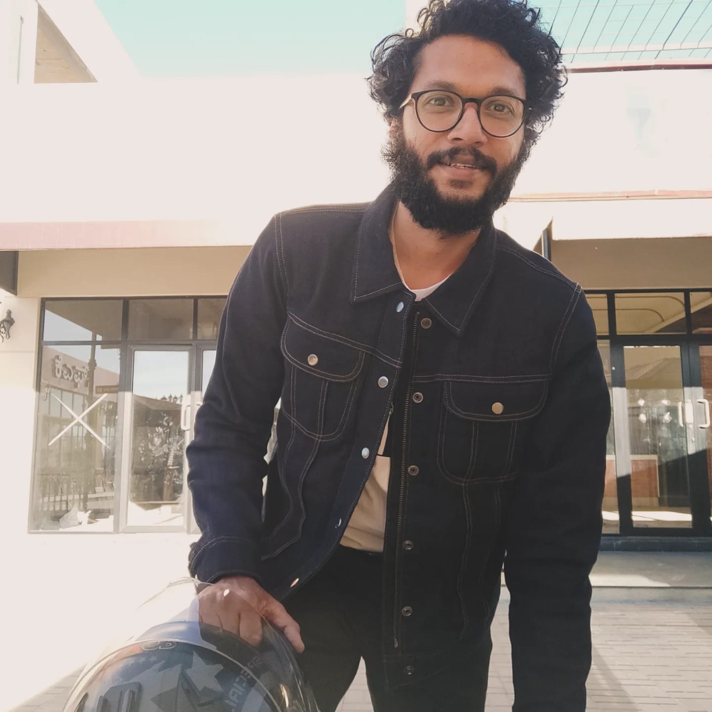 Customer photo review of zero: denim riding jacket