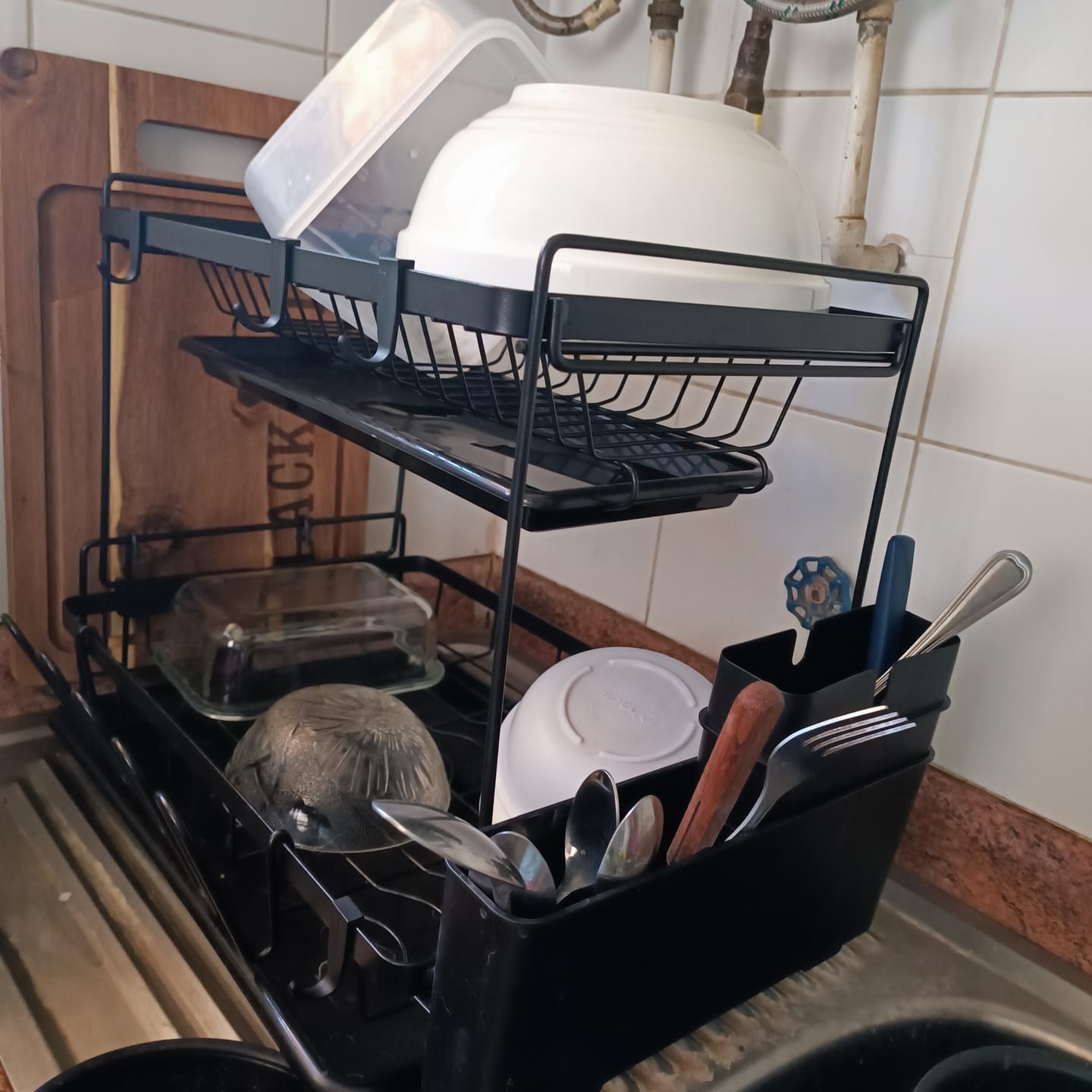 Customer photo review of Secador Escurridor Loza Platos 2 Niveles Organizador Cocina
