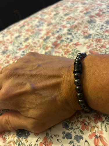 Customer photo review of Deal 33% off ! 00 Buck Magnetic Hematite Titanium Bracelet : Helps Pair Veterans With A Service Dog Or Shelter Dog