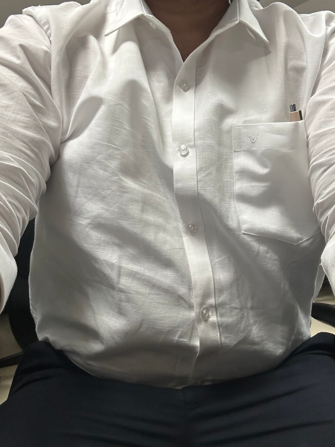 Customer photo review of Linen Classic - Linen Cotton White Shirts For Men | Uathayam