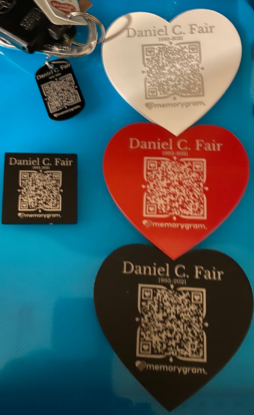 Customer photo review of Memorygram QR Medallion: Includes Virtual Memorial & Voice Feature