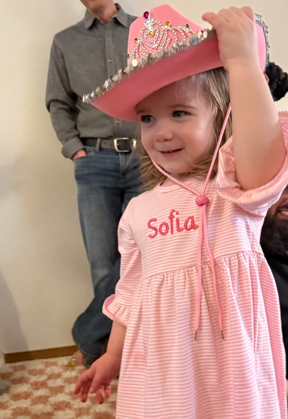 Customer photo review of Pink Stripe Sophia Dress