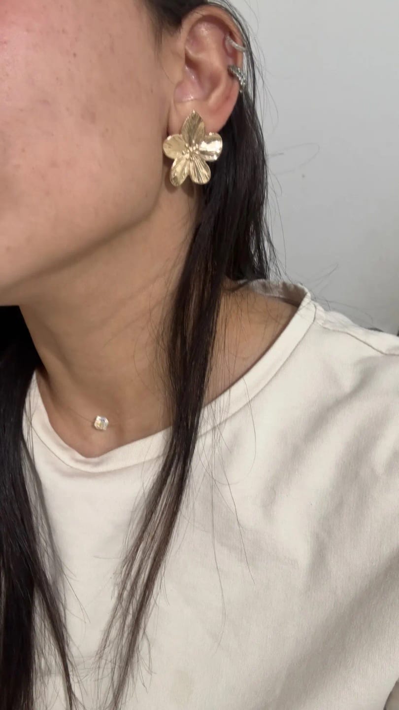 Customer photo review of Allysa Flower Gold Earrings