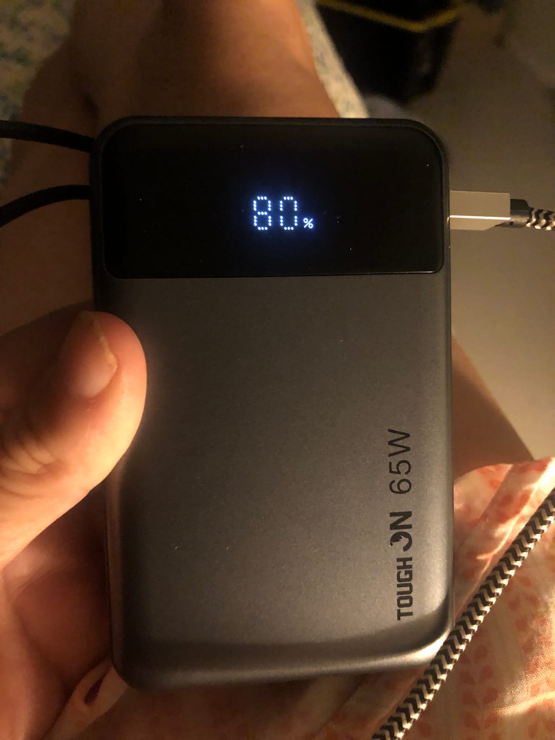 Customer photo review of Tough On 65W 20000mAh Power Bank Built-in USB-C Cable