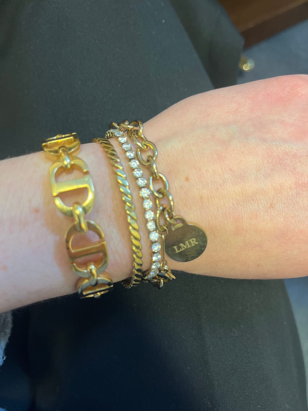 Customer photo review of Engravable Classic Chunky Disc Bracelet