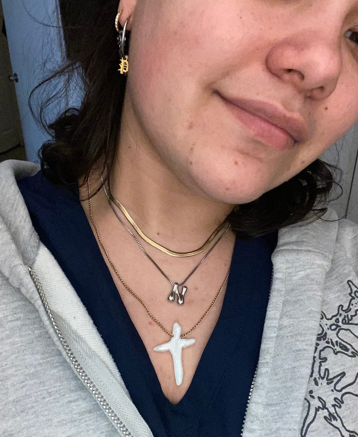 Customer photo review of Bubble Letter Necklace