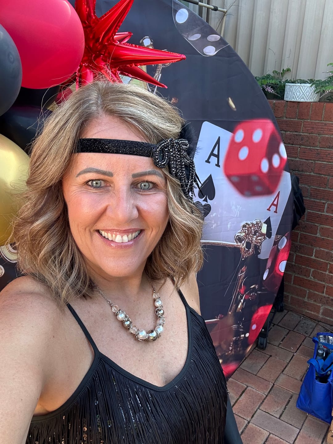 Customer photo review of 1920s Black Swirl Flapper Headpiece