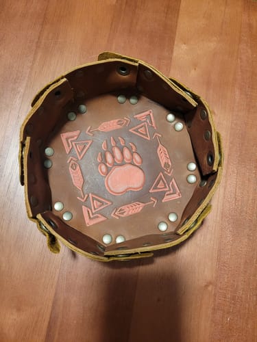 Customer photo review of Navajo Leather Dice Tray - Dice Around the World Collection
