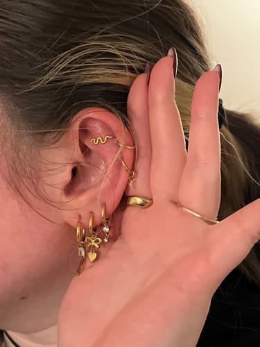 Customer photo review of My Huggies Hoop Earrings