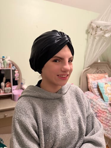 Customer photo review of Organic Silk Hair Bonnet