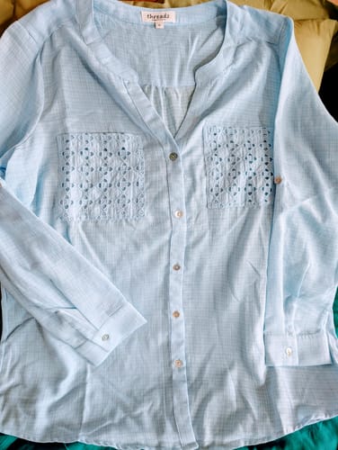 Customer photo review of Lace Pocket Shirt - Blue