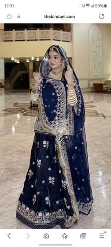 Customer photo review of Bindani Ethereal Beauty: Blue Tissue Poshak with Intricate Jari Design(Semi stich)
