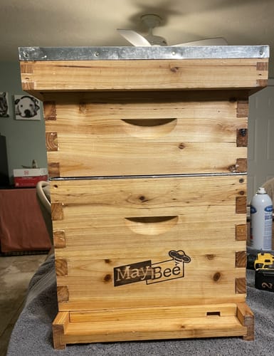Customer photo review of MayBee Hives Beekeeping Accessories Kit Hive Beeswax Coated 8 Frame Langstroth Beehive Include 1 Bee Deep Body And 1 Bee Super Hive Body (No Frame No Foundation, Metal Queen Excluder,Solid Bottom Board)