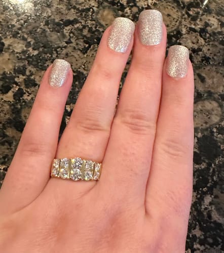 Customer photo review of New Year Group Order double row brilliant cut round moissanite/lab grown diamond/colored gem wedding band