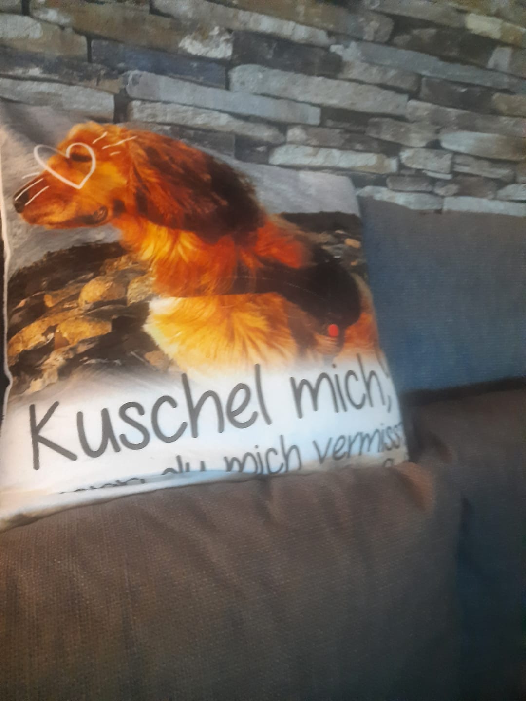 Customer photo review of Kuschel mich, wenn du mich vermisst - Individuelles Kissen