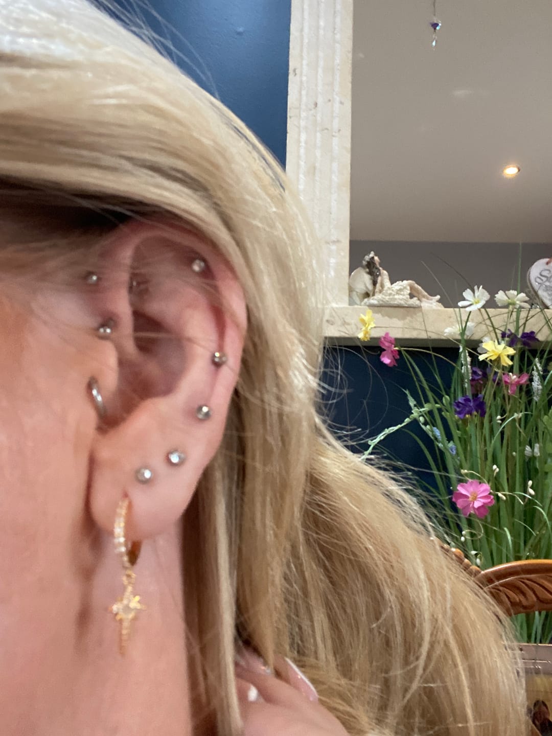 Customer photo review of North Star Hoop Earrings Gold