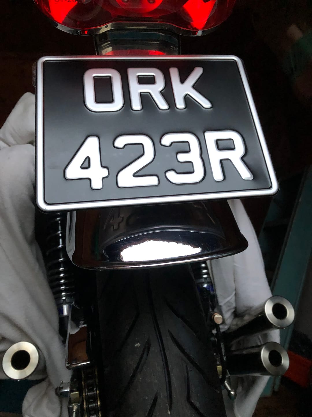 Customer photo review of Classic Metal Pressed 7.5 × 6 Motorbike Number Plate