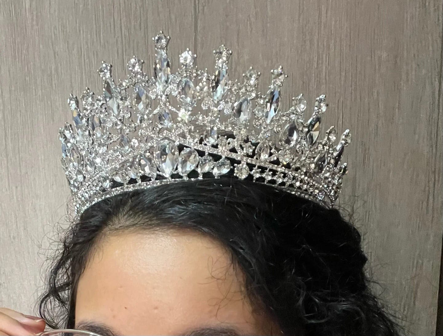 Customer photo review of Crystal Bridal Tiara Crown Rhinestone Baroque Royal Queen Pageant Crown — Silver | KIMLUD