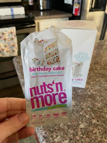 Customer photo review of Birthday Cake High Protein Peanut Butter Spread - 10 Pack Snack Size