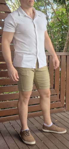 Customer photo review of Stretch Knit Short Sleeve Shirt - White