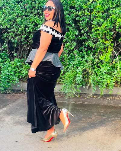 Customer photo review of Jewel Gold Red Bottom Heels