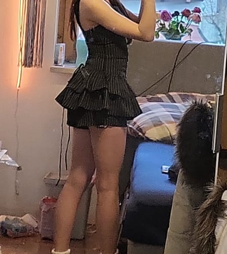 Customer photo review of Grunge Doll Stripes Flared Romper Dress 2.0