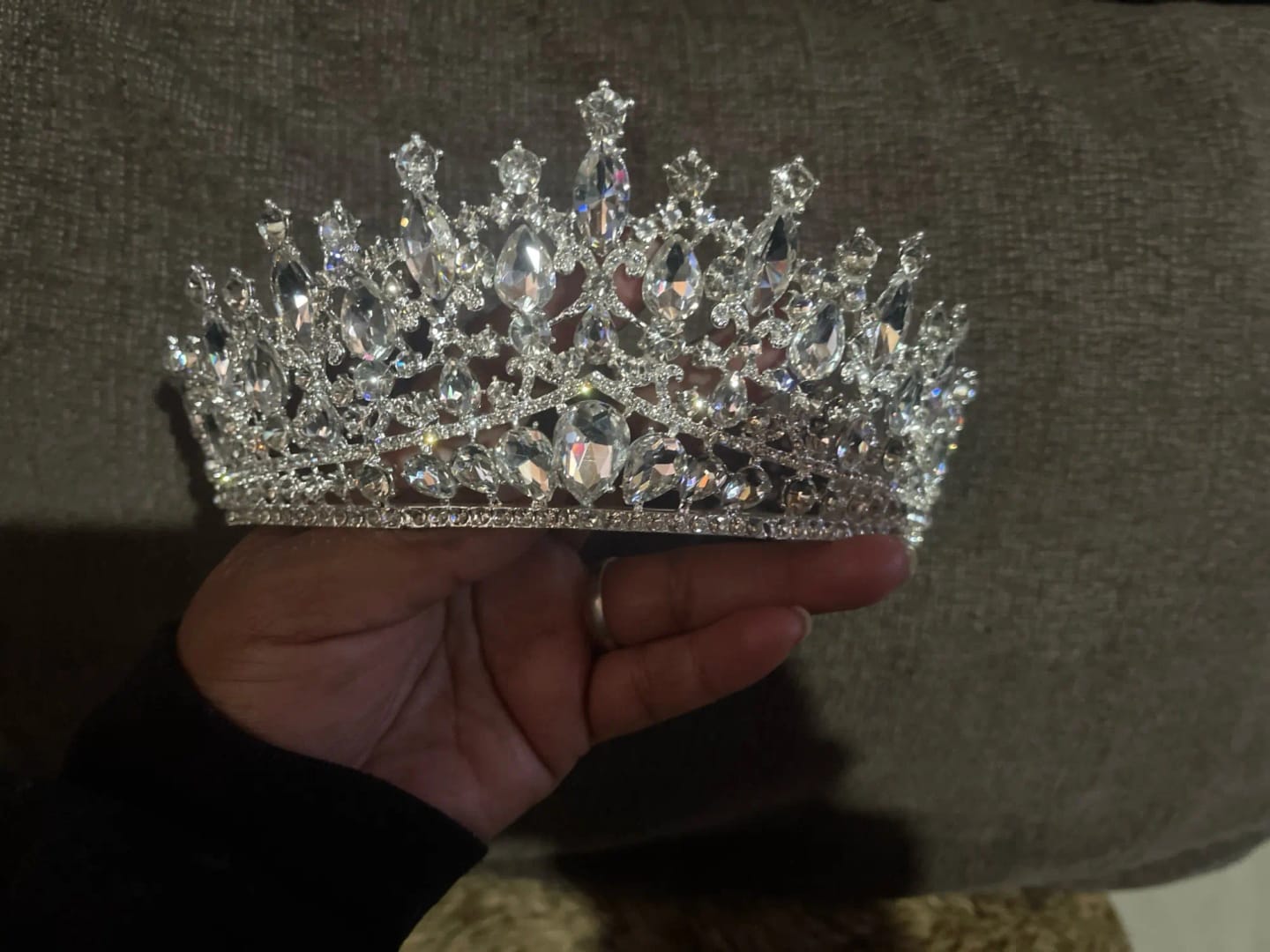 Customer photo review of Crystal Bridal Tiara Crown Rhinestone Baroque Royal Queen Pageant Crown — Silver | KIMLUD