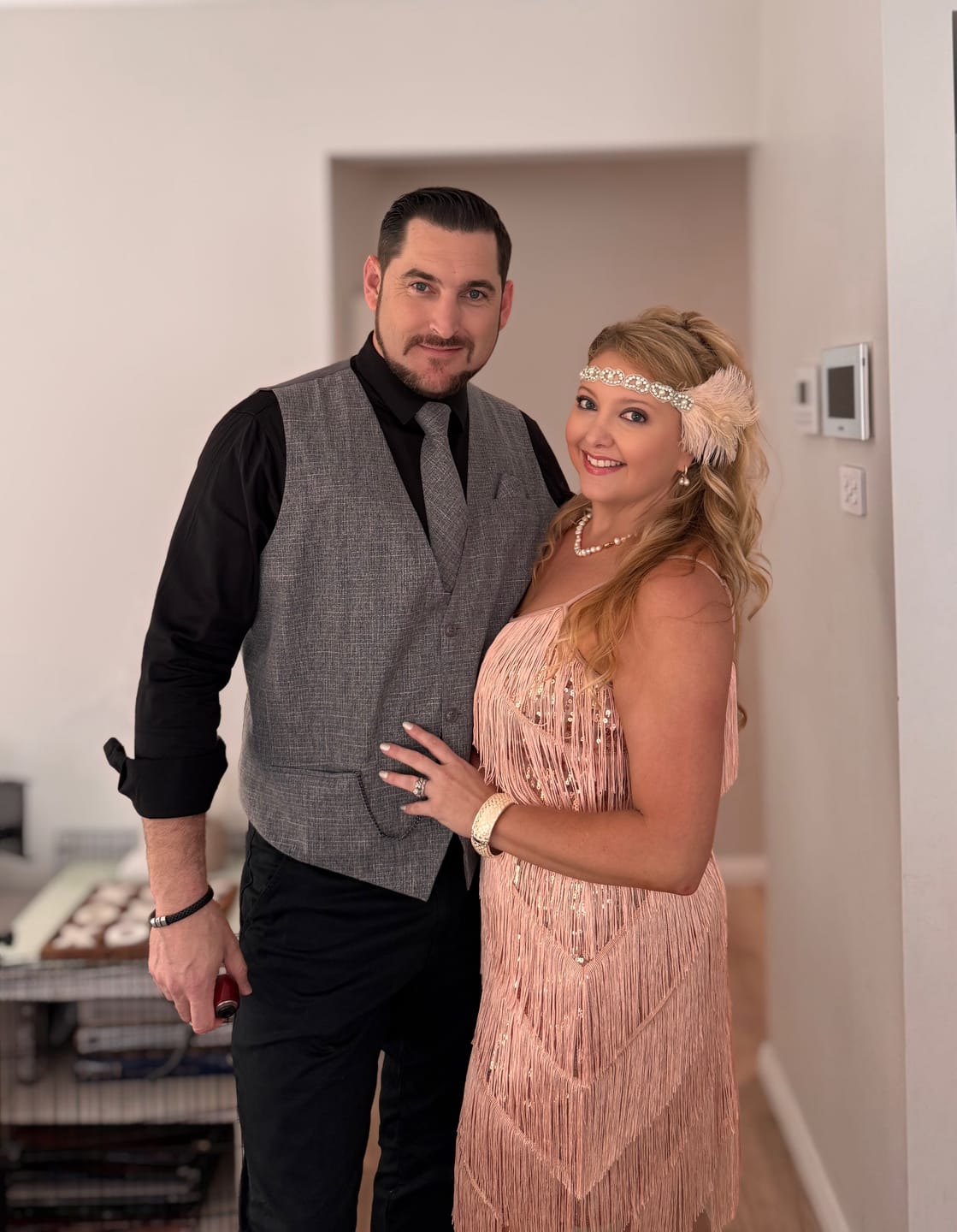 Customer photo review of Blush Deco & Pearl Feather Headband