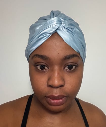 Customer photo review of Organic Silk Hair Bonnet