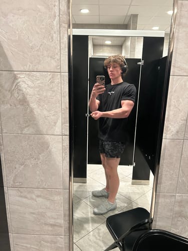 Customer photo review of 'WORK HARDER' WORDMARK TEE - BLACK