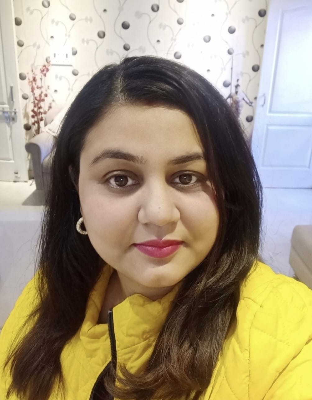 Customer photo review of Diamond Studded Hoop Earrings